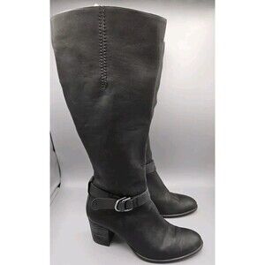 ECCO Womens Shape 55 Tall Stacked Heel Boots Black Leather Size Eu 38 Us 7.5